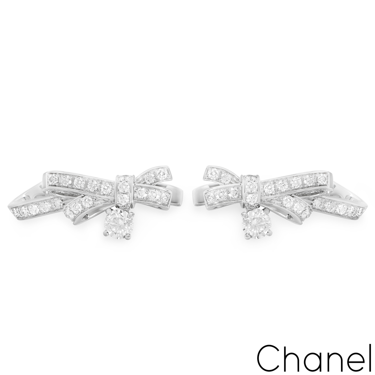 CHANEL, Jewelry, Cc Chanel 4k White Gold Diamond Earrings